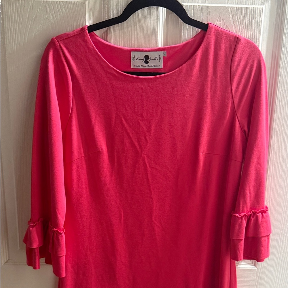 Dainty Jewells Bright Pink Ruffle-Sleeve Long Sleeve Top